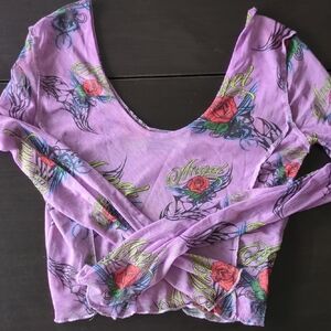 Dolls Kill New Girl Order Pink Mesh Crop Top